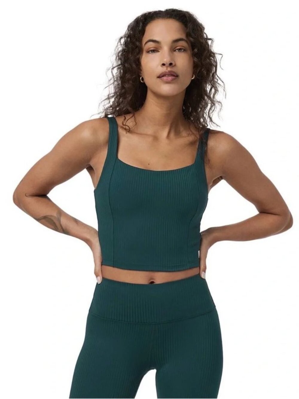 Vuori Inversion Rib Support Tank Deep Teal Built In Bra Size Small